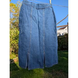 Vintage DEB Denim Jean‎ Skirt Women's Front Slit Midi Dark Wash Size 11